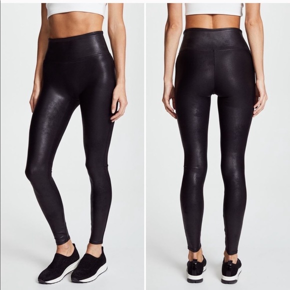 SPANX High Rise Faux Leather Coated Leggings Black Size Small - Picture 5 of 11